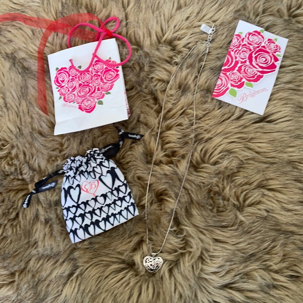 Brighton Contemporary Heart ID holder badge clip necklace Brand New w gift pouch